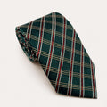 A rolled George Neale green and red plaid silk tie.