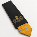 Gold and Blue Plaid Silk Tie in George Neale premium packaging