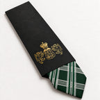 Dark Green and Silver Plaid Silk Tie in George Neale premium packaging