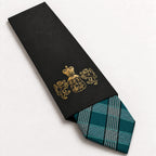 Dark Aquamarine and Silver Plaid Silk Tie in George Neale premium packaging