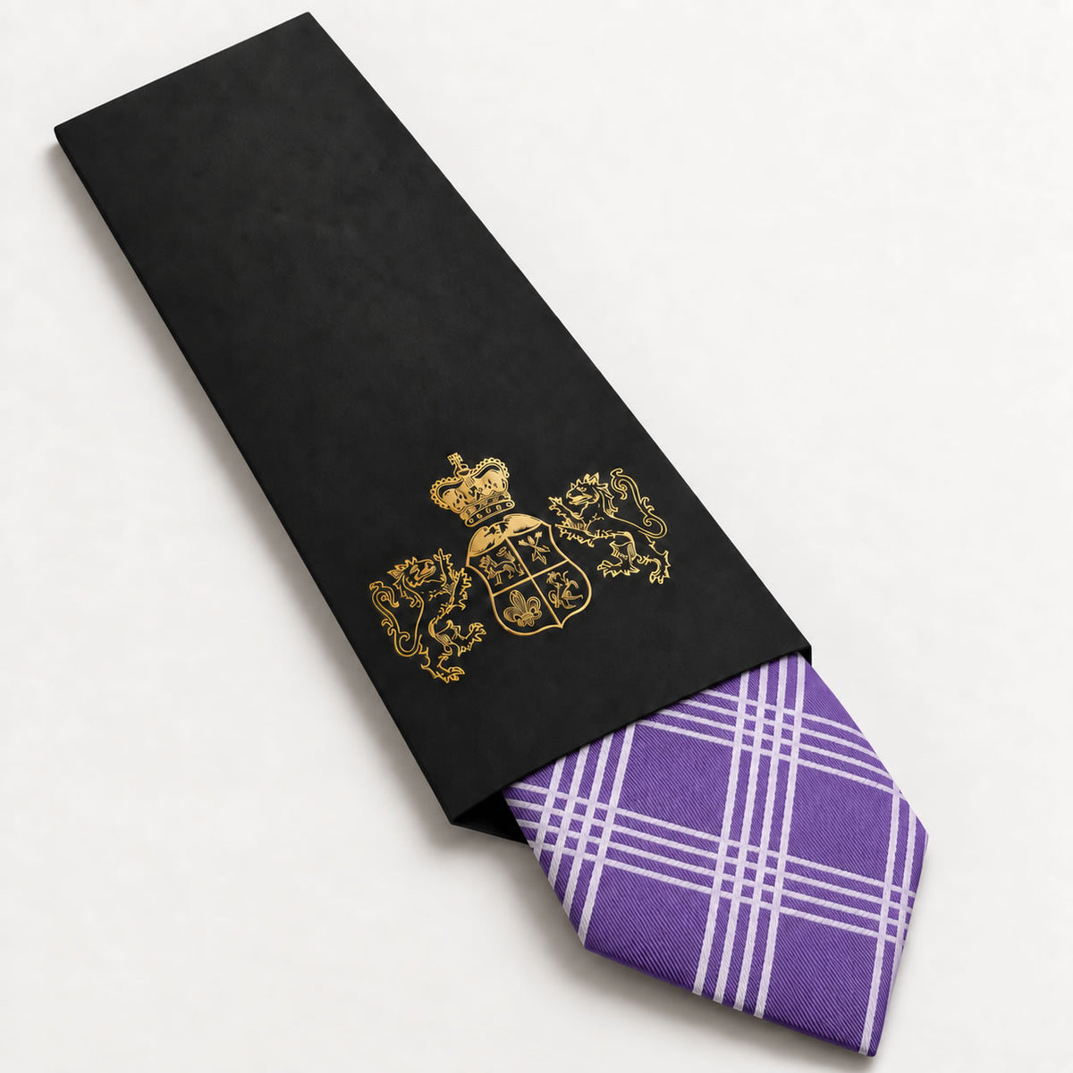 Mauve and White Plaid Silk Tie in George Neale premium packaging