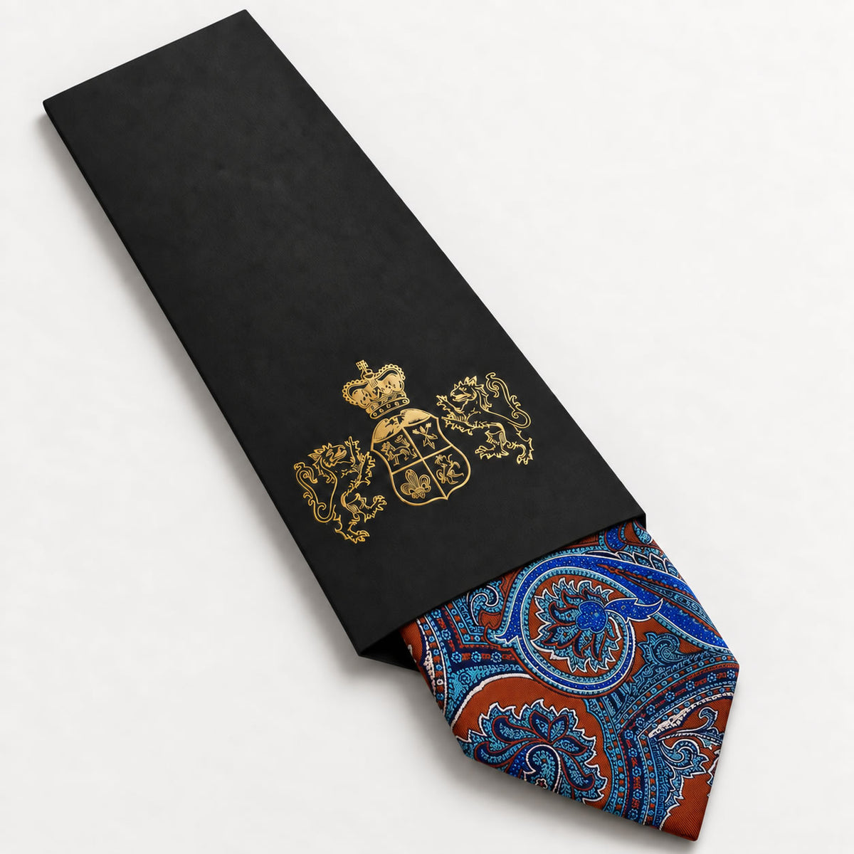 Brown and Blue Floral Silk Tie in George Neale premium packaging
