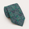 A rolled George Neale emerald and purple floral silk tie.