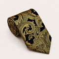 A rolled George Neale black and gold floral silk tie.
