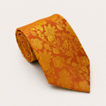 A rolled George Neale orange and gold floral silk tie.