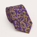 A rolled George Neale purple and gold floral silk tie.