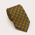 A rolled George Neale gold and blue floral silk tie.
