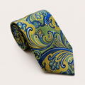 A rolled George Neale green and blue floral silk tie.