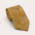 A rolled George Neale dark gold and light blue floral silk tie.