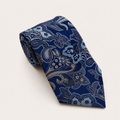 A rolled George Neale navy and silver floral silk tie.