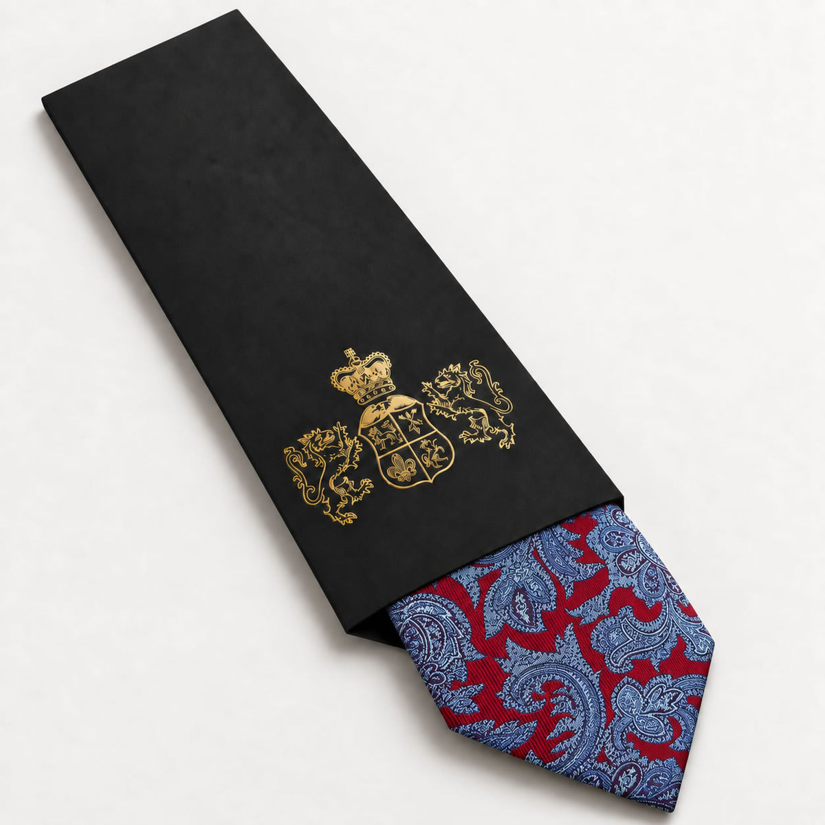Maroon and Blue Floral Silk Tie in George Neale premium packaging