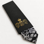 Black and Silver Floral Silk Tie in George Neale premium packaging