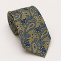 A rolled George Neale gold and blue floral silk tie.