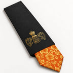 Orange and Gold Floral Silk Tie in George Neale premium packaging