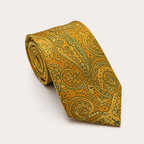 A rolled George Neale gold and green floral silk tie.