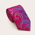 A rolled George Neale fuchsia and purple floral silk tie.