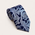 A rolled George Neale navy and light blue floral silk tie.