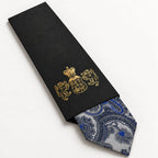 Silver and Blue Floral Silk Tie in George Neale premium packaging
