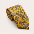 A rolled George Neale yellow and brown floral silk tie.
