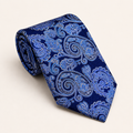 A rolled George Neale navy and blue floral silk tie.
