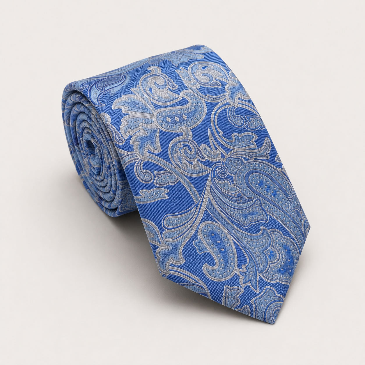 A rolled George Neale cobalt blue floral silk tie.