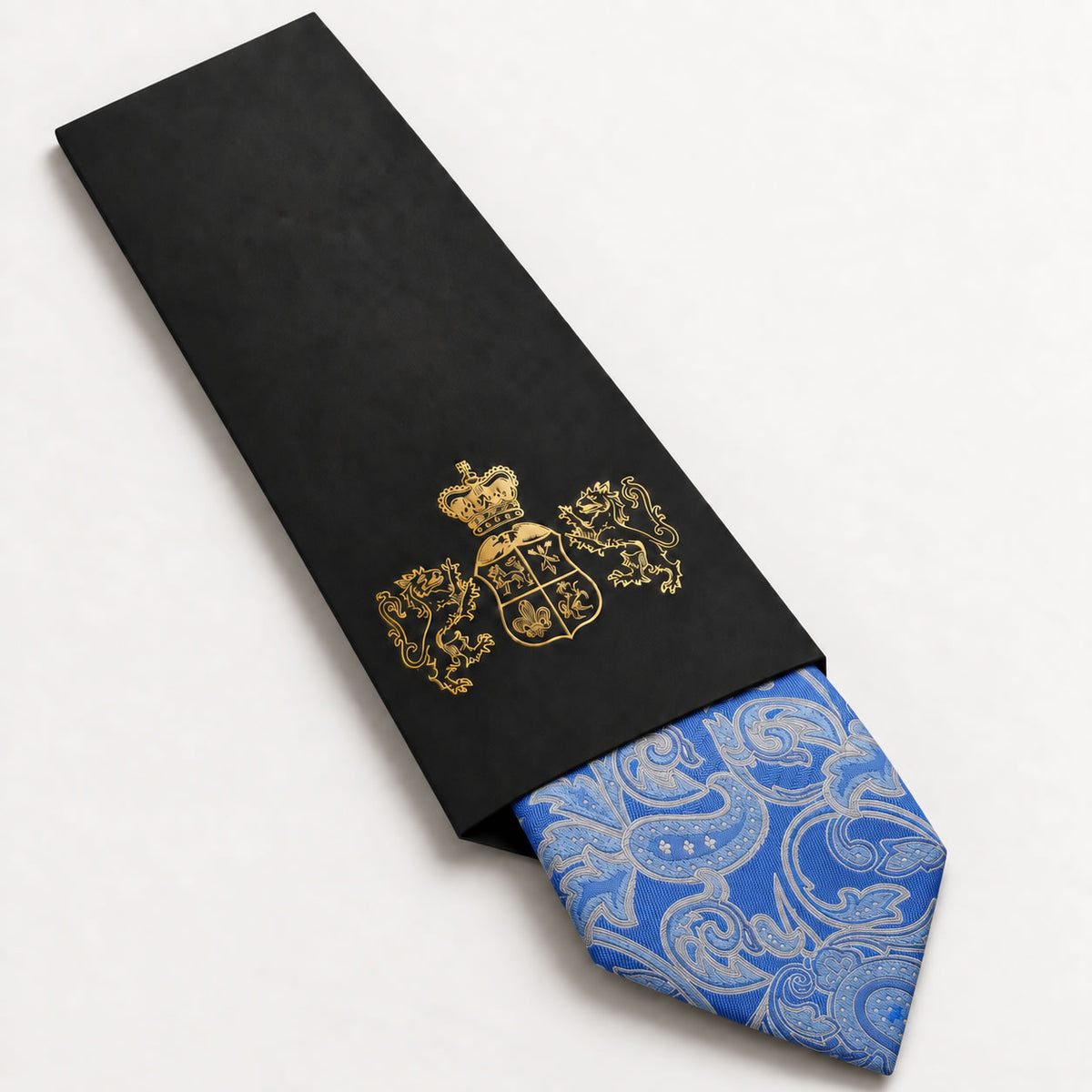 Cobalt Blue Floral Silk Tie in George Neale premium packaging