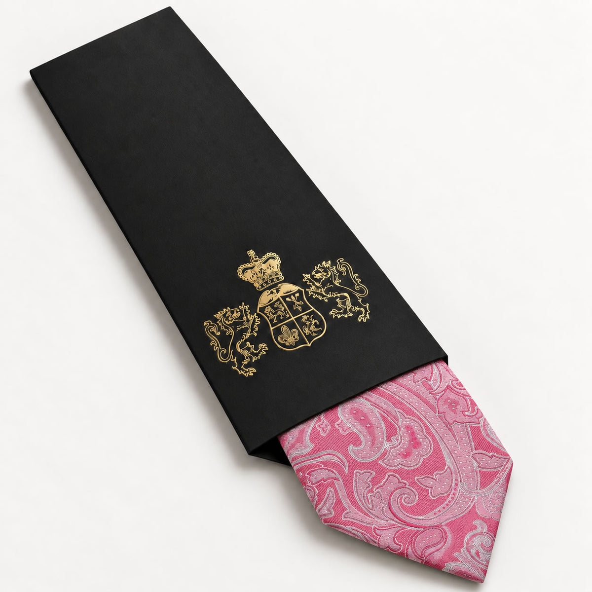 Hot Pink Floral Silk Tie in George Neale premium packaging