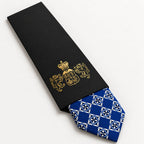 Navy Patterned Silk Tie in George Neale premium packaging