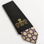 Purple and Champagne Patterned Silk Tie in George Neale premium packaging