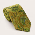 A rolled George Neale olive green patterned silk tie.