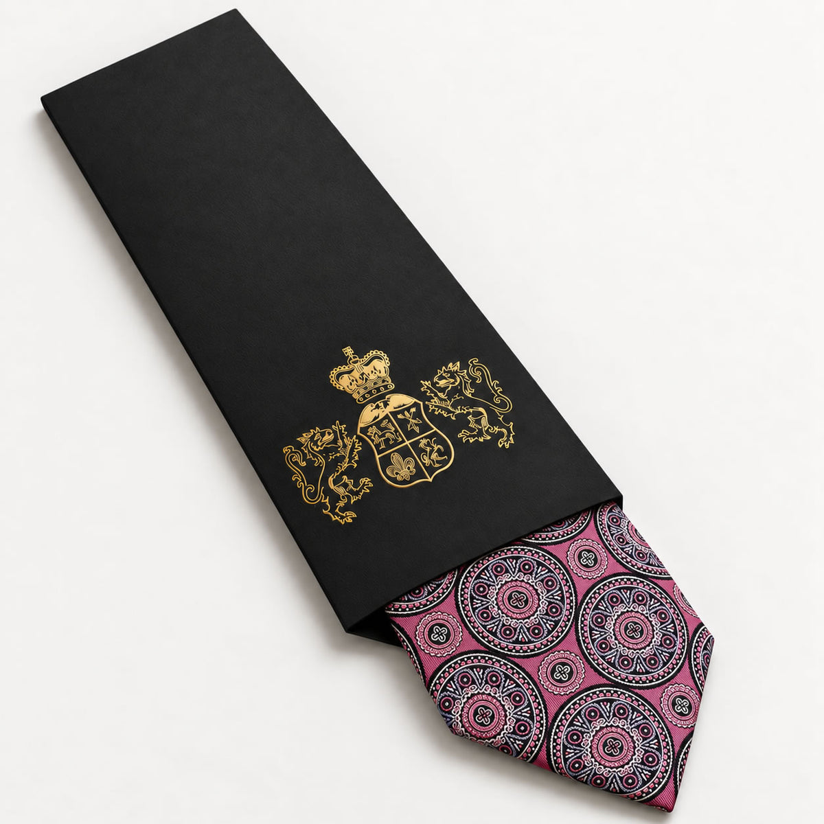 Pink Patterned Silk Tie in George Neale premium packaging