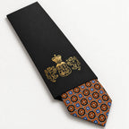 Brown and Blue Patterned Silk Tie in George Neale premium packaging