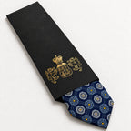 Navy Patterned Silk Tie in George Neale premium packaging