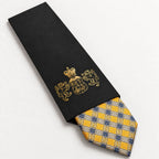 Yellow and Blue Patterned Silk Tie in George Neale premium packaging