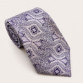 A rolled George Neale lilac patterned silk tie.