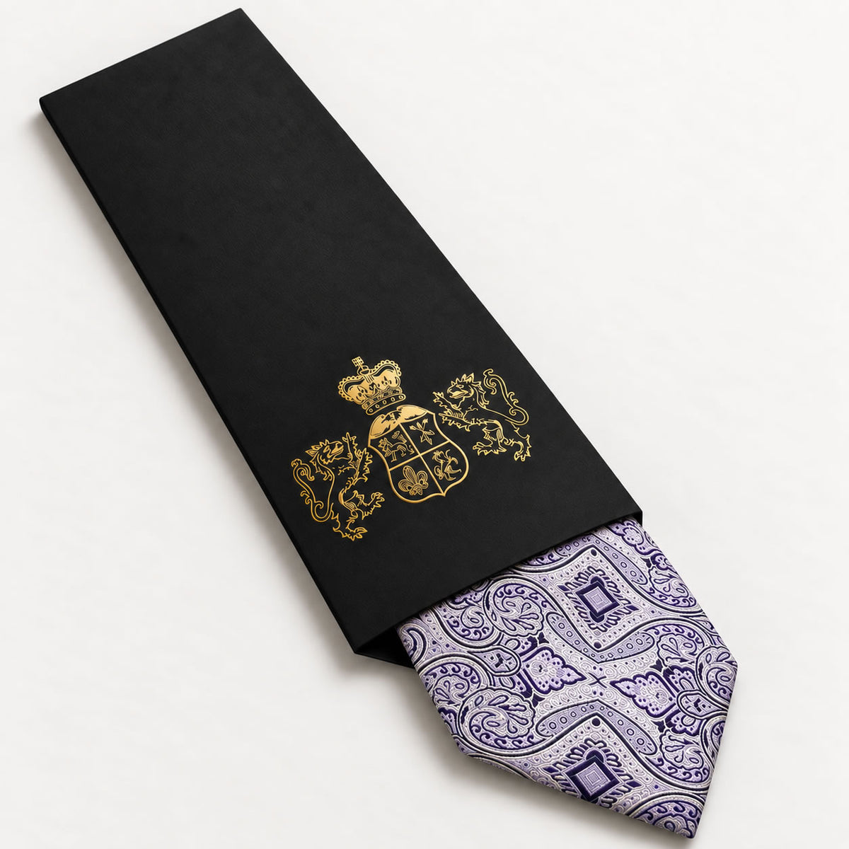 Lilac Patterned Silk Tie in George Neale premium packaging