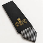 Black and Cream Patterned Silk Tie in George Neale premium packaging