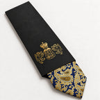 Navy and Gold Paisley Silk Tie in George Neale premium packaging