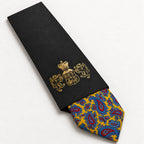 Yellow and Blue Paisley Silk Tie in George Neale premium packaging