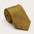 A rolled George Neale gold and blue paisley silk tie.