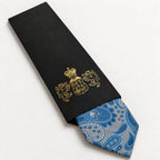 Silver and Light Blue Paisley Silk Tie in George Neale premium packaging
