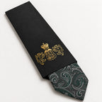 Slate and Green Paisley Silk Tie in George Neale premium packaging