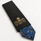 Dark Grey and Blue Paisley Silk Tie in George Neale premium packaging