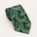 A rolled George Neale dark green paisley silk tie.