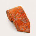 A rolled George Neale orange paisley silk tie.