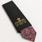Slate and Red Paisley Silk Tie in George Neale premium packaging