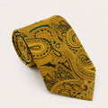 A rolled George Neale gold and emerald paisley silk tie.