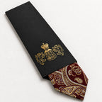 Burgundy and Gold Paisley Silk Tie in George Neale premium packaging
