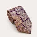 A rolled George Neale purple and champagne paisley silk tie.