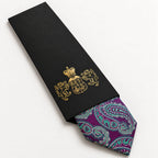 Purple and Teal Paisley Silk Tie in George Neale premium packaging